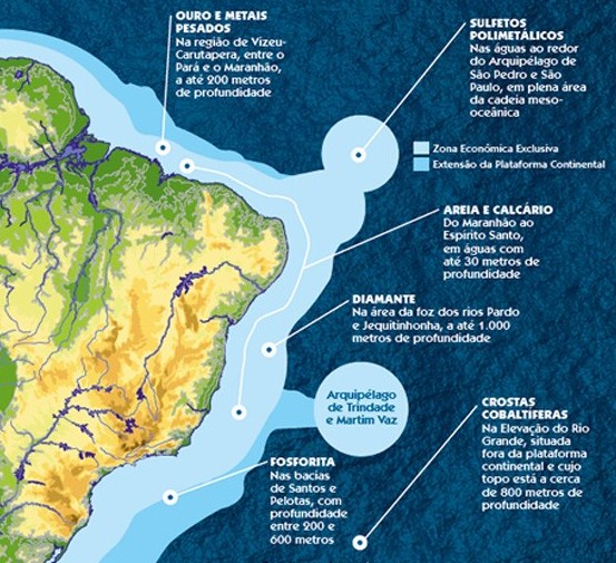 Principais recursos minerais encontrados na costa brasileira
